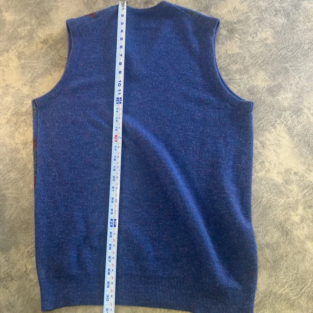 Robert Bruce Sweater Vest XL‎ TALL VTG Made in USA Blue Diamond Argyle V-Neck